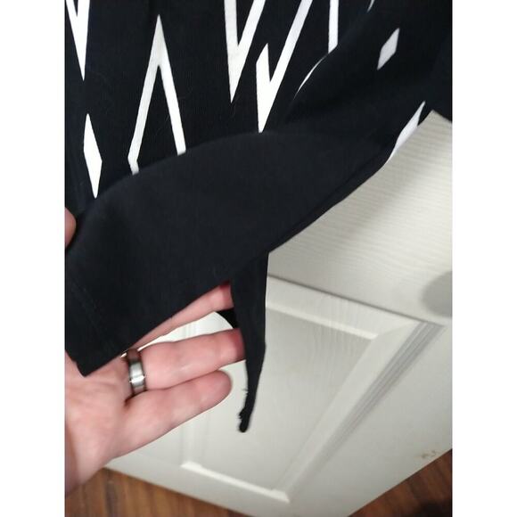 Rafaella Woman M Blouse Long Sleeve Black White Diamond Business Casual Pullover - Picture 5 of 7